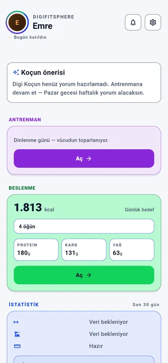 DigiFitSphere — üründen gerçek ekran